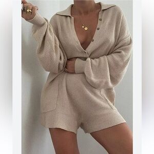 Women's Free People FP Beach Picnic
Sweater Romper Linen Cotton Natural Medium